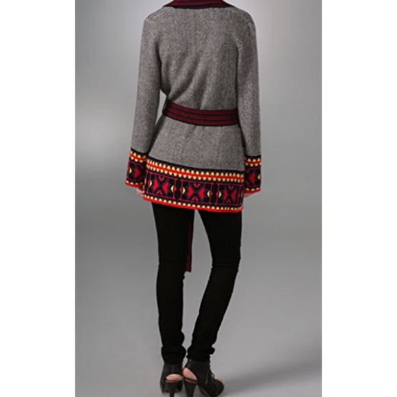 Belted wrap sweater wool cashmere cardigan Small - Picture 3 of 4